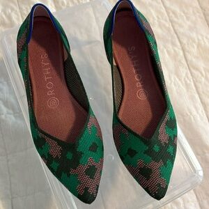 Rothy's Green and Brown Patterned Flats